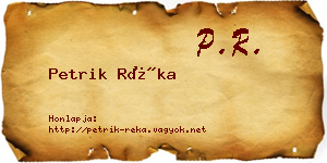 Petrik Réka névjegykártya